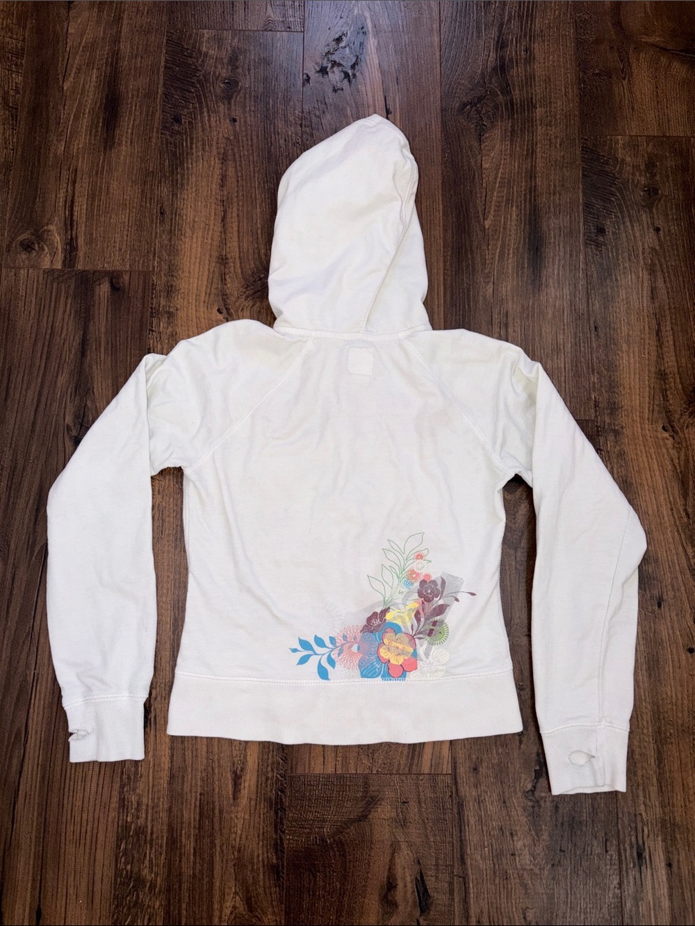 Roxy Zip Up Hoodie with Pink Logo and Multicolor Floral Print - Picture 12 of 14